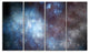 Blue Grey Starry Fractal Sky, Abstract Art on Canvas, 48"x28", 4 Panels
