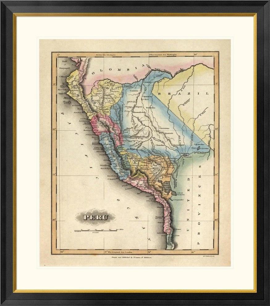 "Peru, 1823" Framed Digital Print by Fielding Lucas, 36x40"