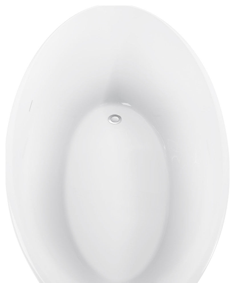 Acrylic Single Slipper Flatbottom Soaking Bathtub in White, 59" X 29"