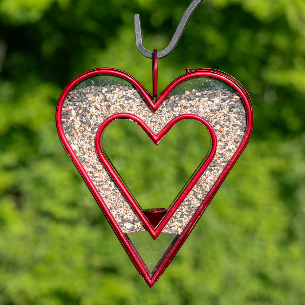Heart Fly-Thru Bird Feeder Ruby Red Finish by Good Directions