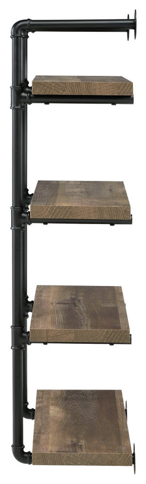 24" Wall Shelf, Black And Rustic Oak
