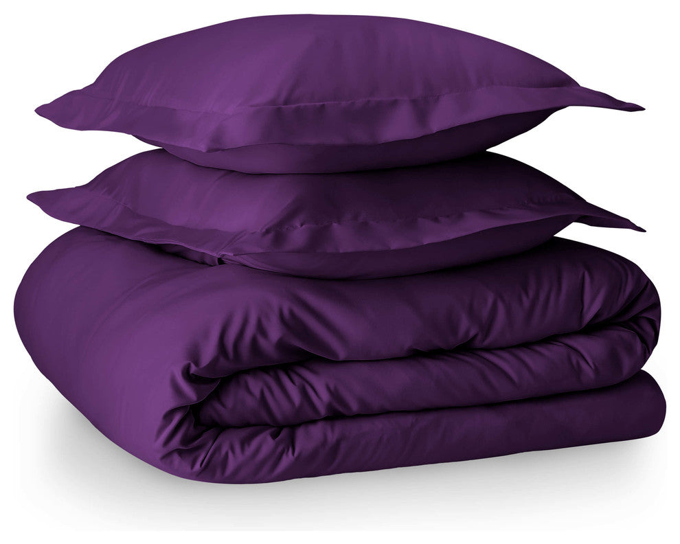Bare Home Microfiber Duvet Insert & Duvet Cover Set, Plum, Full/Queen