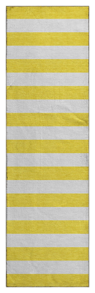 Premium Machine Washable Mayfield AMF528 Yellow 2'3" x 7'6" Runner Rug
