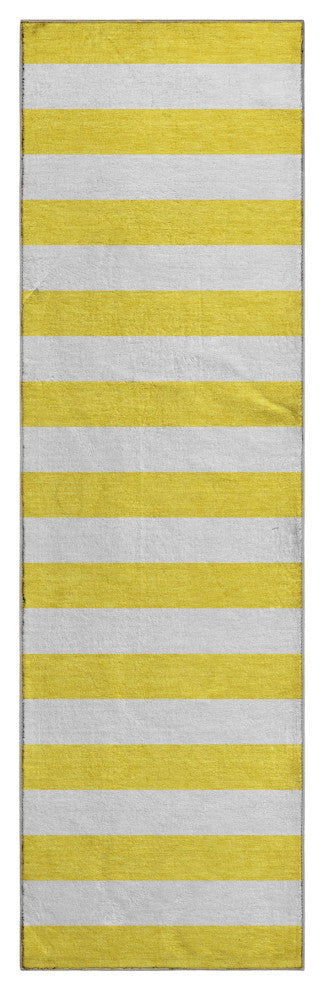 Premium Machine Washable Mayfield AMF528 Yellow 2'3" x 7'6" Runner Rug