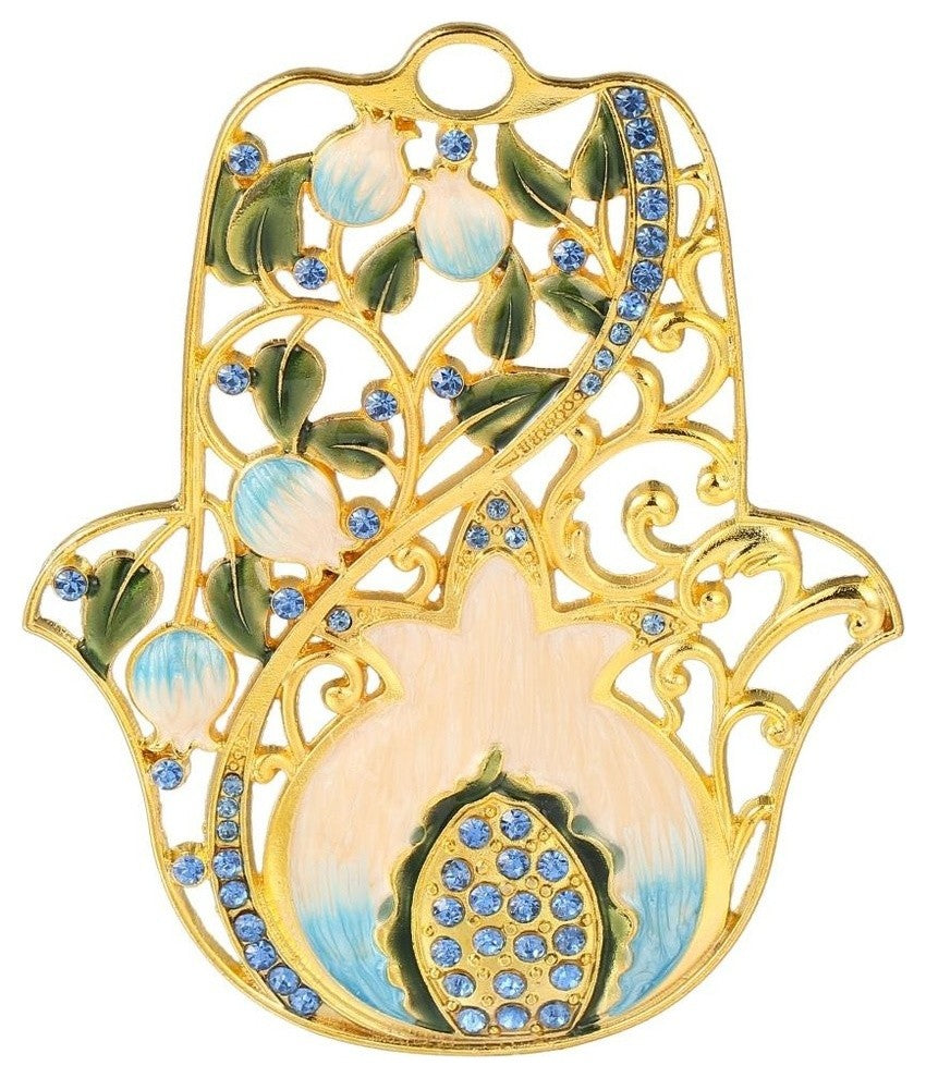 Hanging Hamsa Pomegranate Wall decor Pewter Traditional Hamsa Decoration