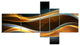 3D Gold Waves in Black, Abstract Canvas art print, 60"x32", 5 panels