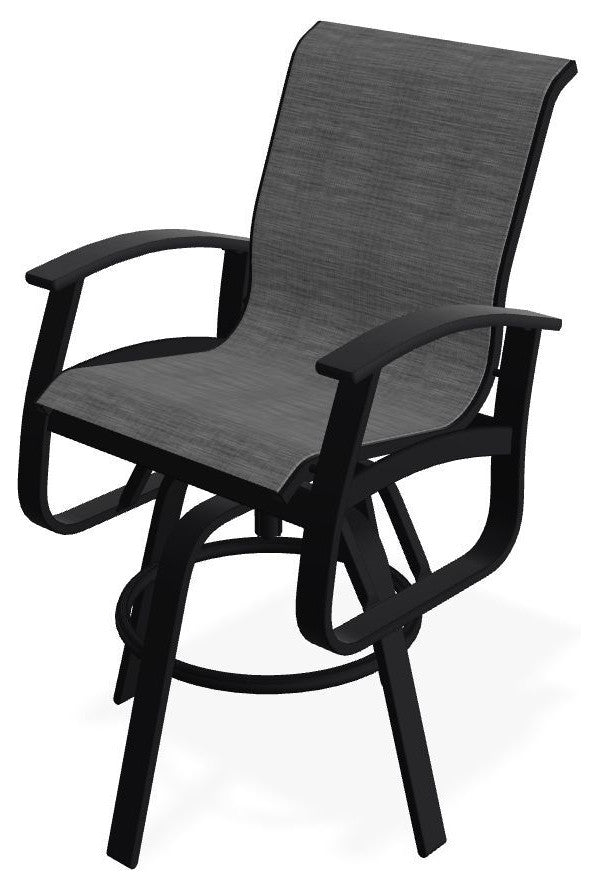 Belle Isle Sling Bar Height Outdoor Swivel Armchair, Collect Charcoal/Black