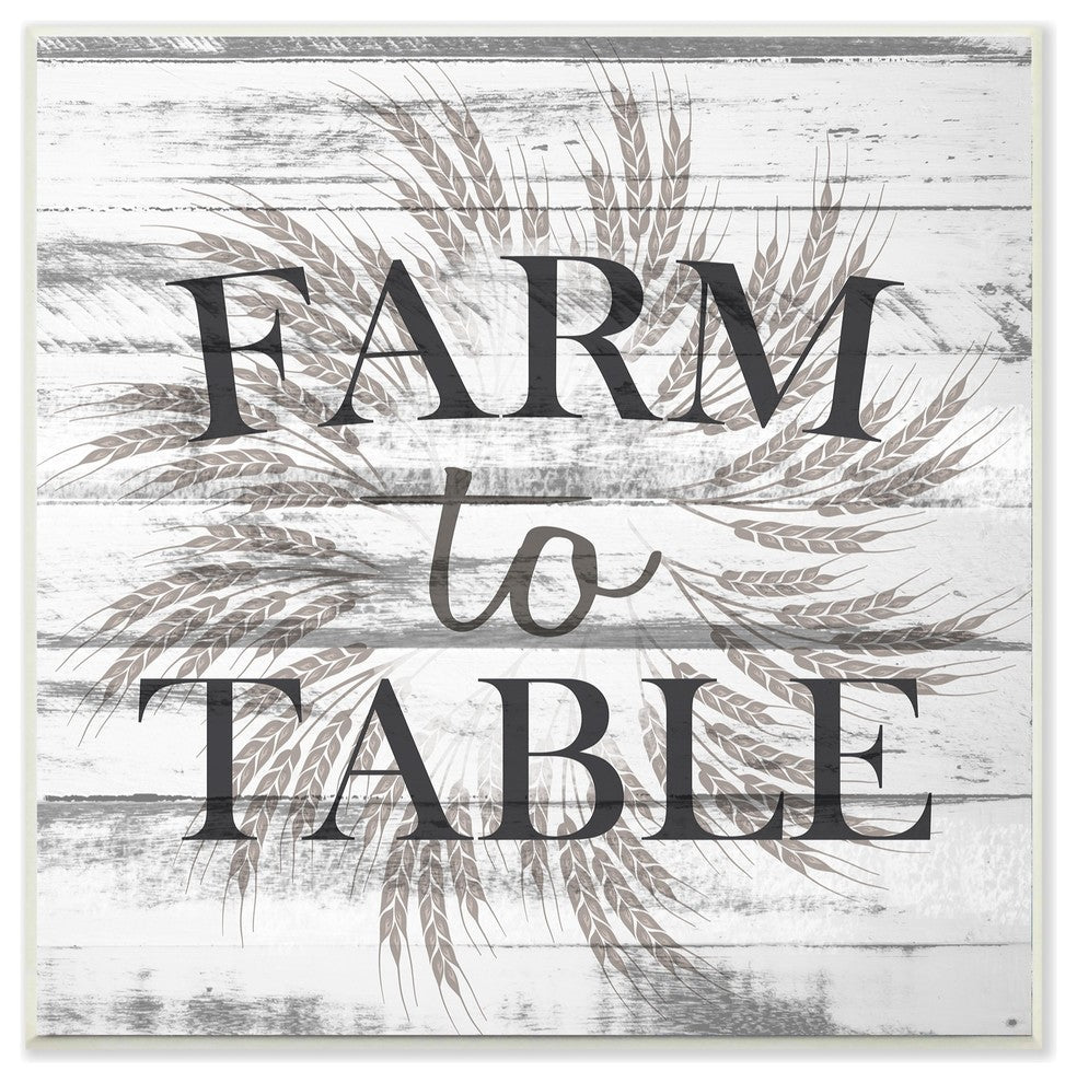 Farm to Table Gray & White Planked Look Wall Plaque Art, 12"x12"