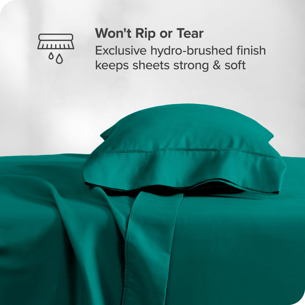 Bare Home Twin XL 1800 Microfiber Sheet Set, Emerald