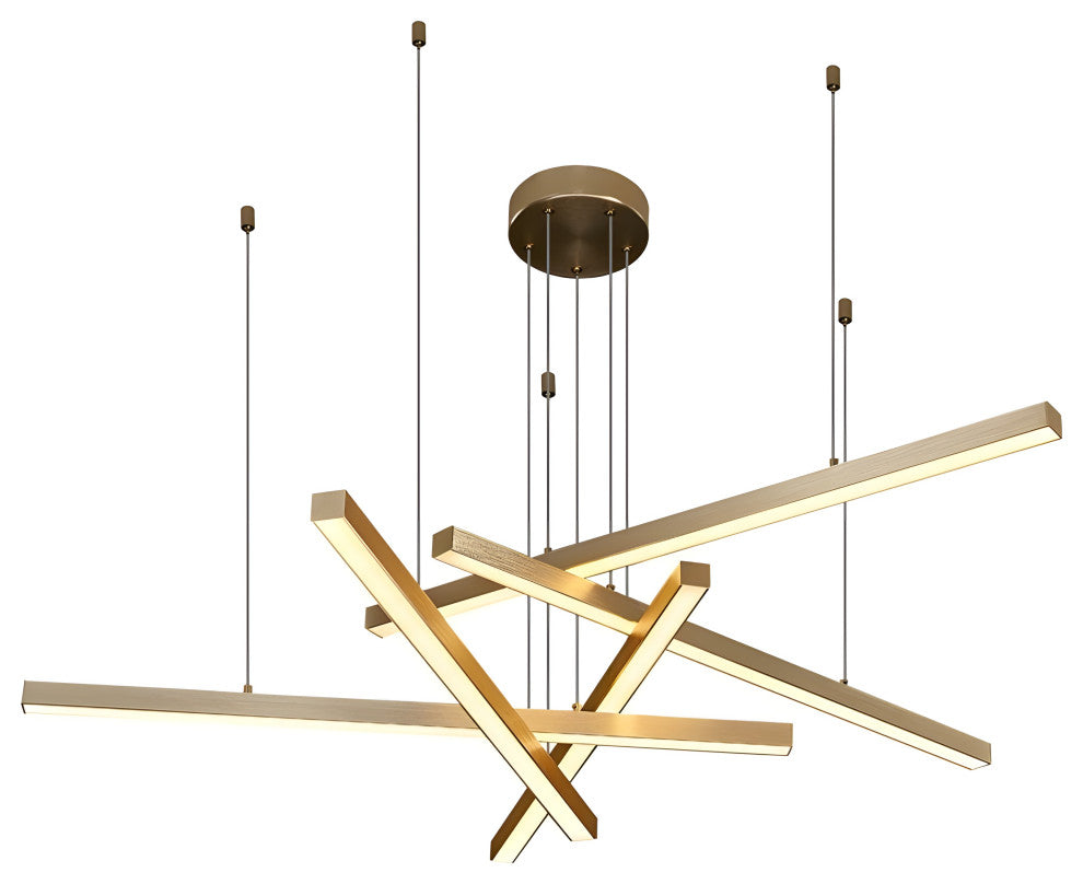 Zeccone | Minimalist Gold Long Line Chandelier for Dining Room, 2 Lines L