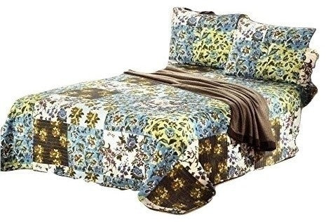 Mystical Autumn Leaves Reversible Bedspread Quilt Set, Queen