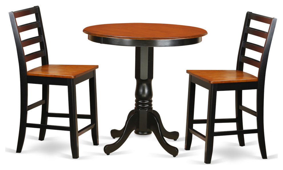 3 Pc Counter Height Set - High Table And 2 Kitchen Chairs