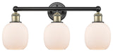 Belfast 3-Light 24" Bath Vanity Light, Black Antique Brass, Matte White