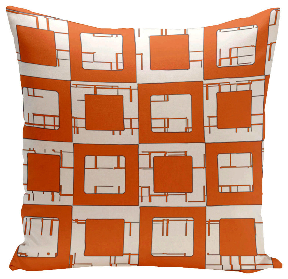 Geometric Decorative Pillow, Celosia Orange, 16"x16"
