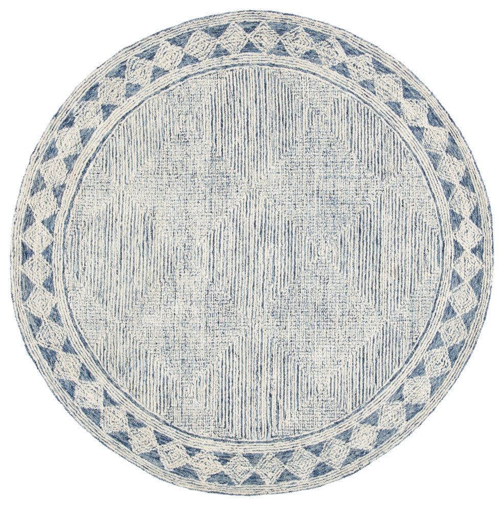 Safavieh Couture Abstract Collection, ABT349 Rug, Ivory/Navy, 8' Round