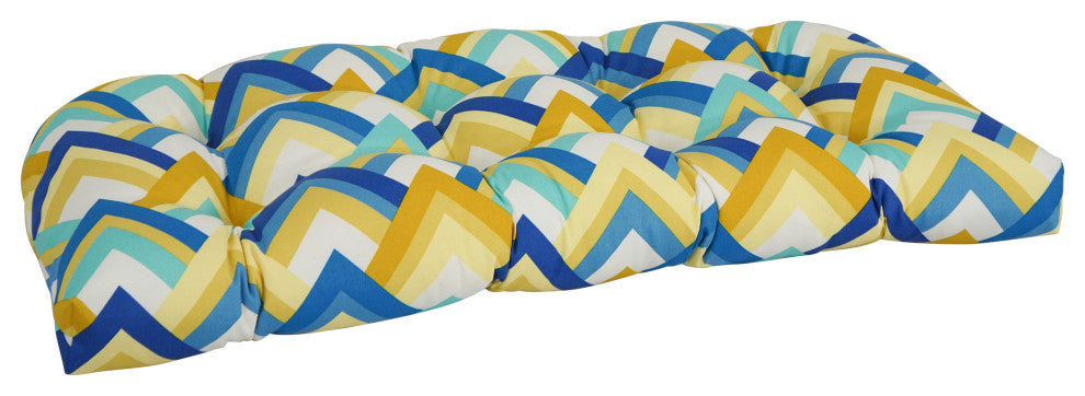 42"X19" U-Shaped Patterned Tufted Settee/Bench Cushion, Resort Cornsilk