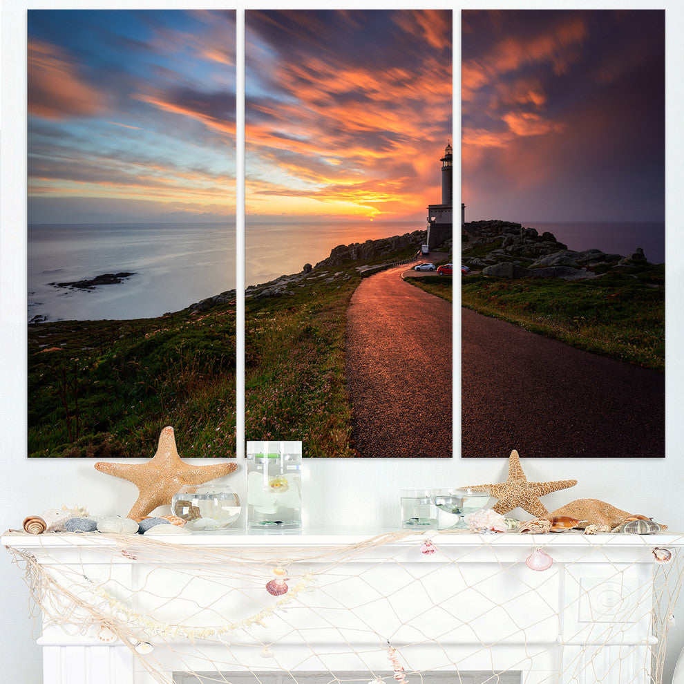 "Punta Nariga Lighthouse Spain" Photo Wall Art, 3 Panels, 36"x28"