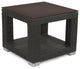 Miami Outdoor End Table With Tempered Glass Top, Signature Espresso Brown