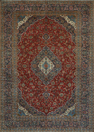 Super Vintage Distressed Aariz Red/Navy Rug, 9'9 x 13'10
