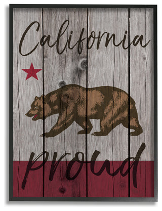 'California Proud Typography', Framed Giclee, 11"x1.5"x14"