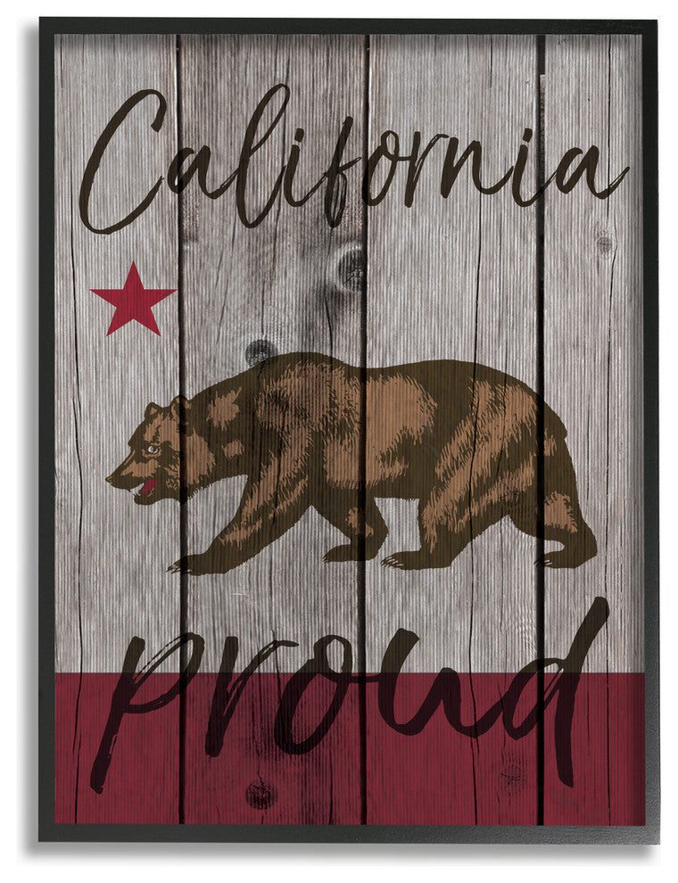 'California Proud Typography', Framed Giclee, 11"x1.5"x14"