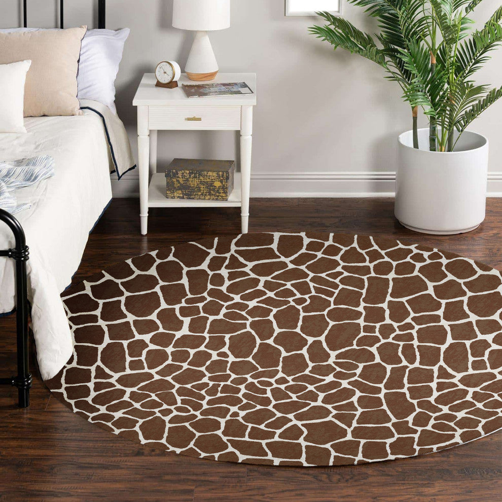 Indoor/Outdoor Mali ML4 Chocolate Machine Washable 6' x 6' Round Rug