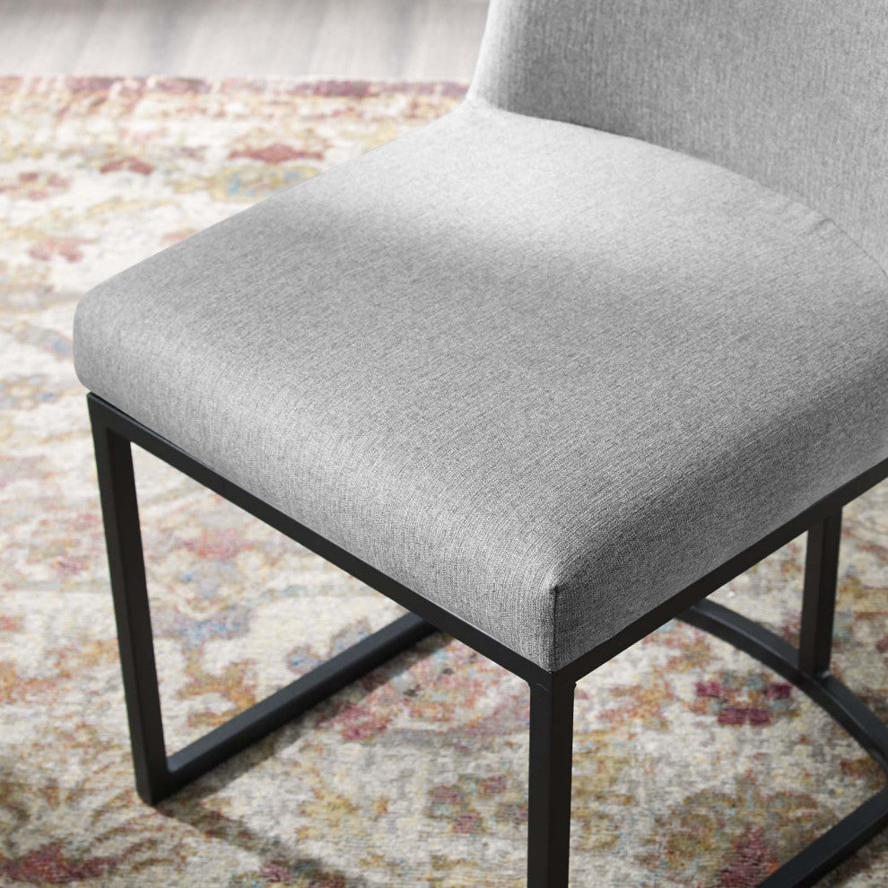 Amplify Sled Base Upholstered Fabric Dining Chairs - Set of 2-Black Light Gray