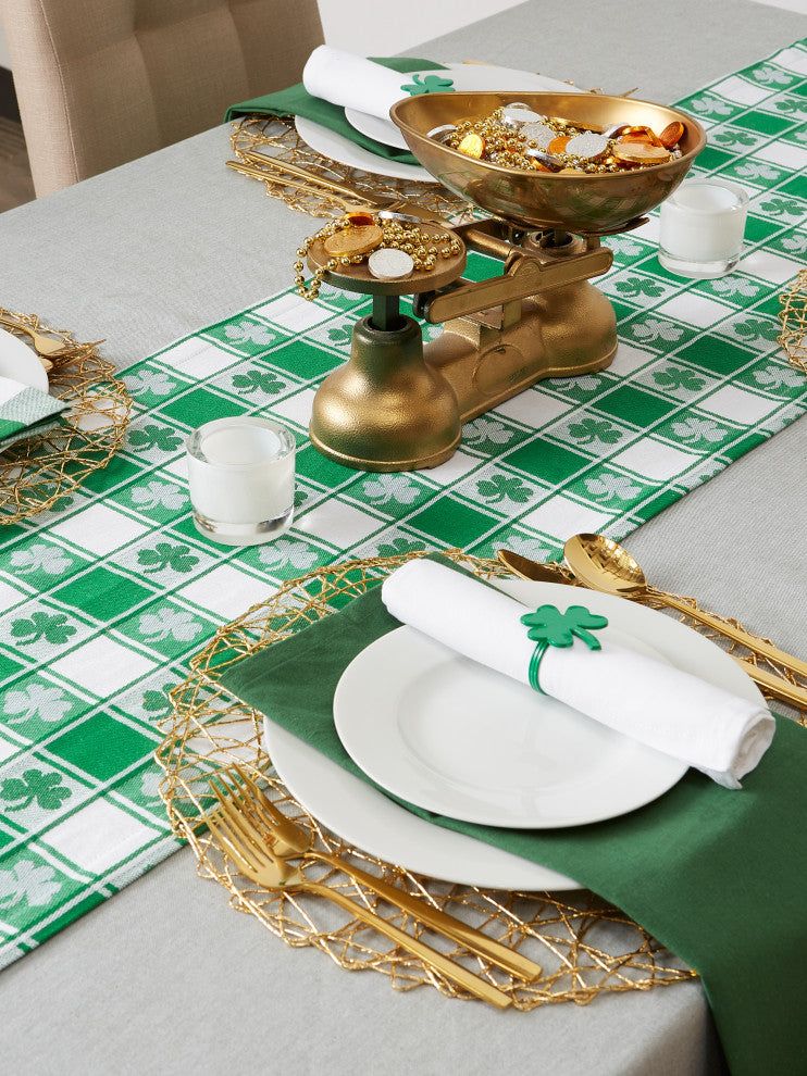 Shamrock Woven Check Table Runner 14x108"