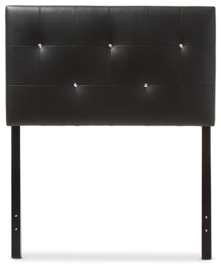Kirchem Modern Black Faux Leather Upholstered Twin Size Headboard