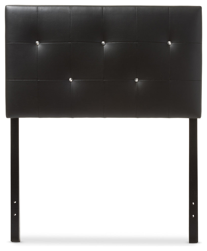 Kirchem Modern Black Faux Leather Upholstered Twin Size Headboard