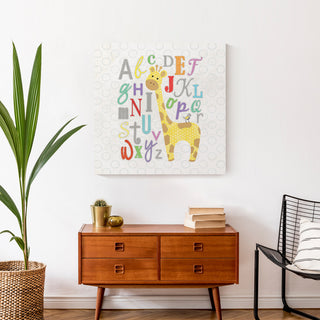 Alphabet Giraffe 24x24 Canvas Wall Art