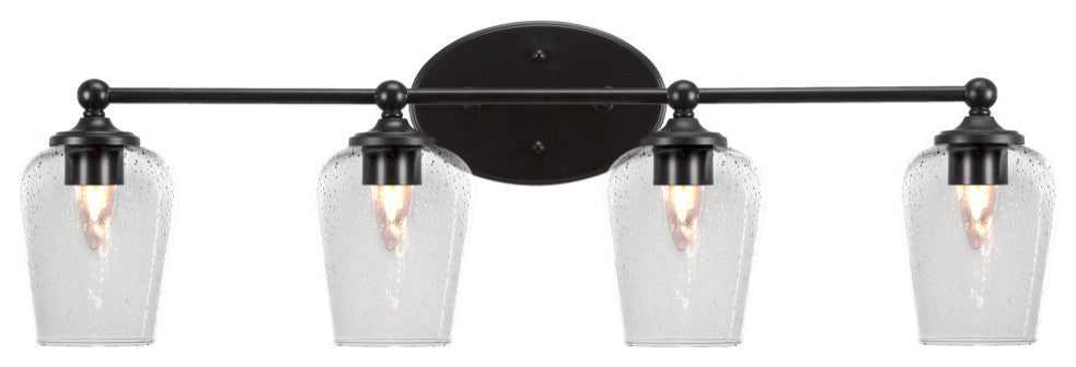 Capri 4-Light Bath Bar, Matte Black/Clear Bubble