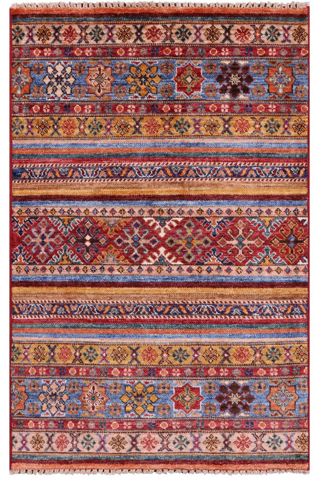 Khorjin Super Kazak Handmade Wool Rug 2' 8" X 4' 2" Q10789
