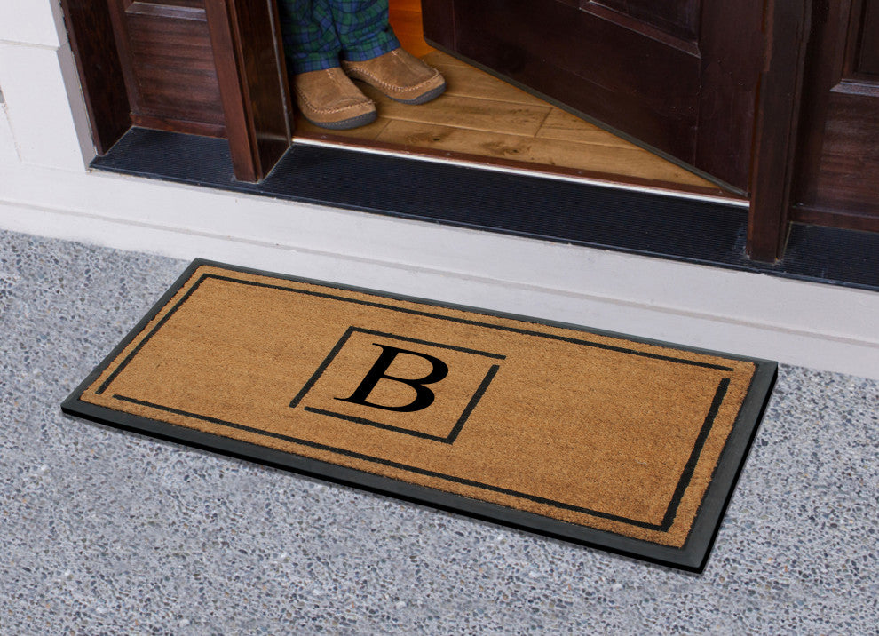 A1HC Hand-Crafted 24"x48" Rubber Coir Double-Single Monogrammed, B