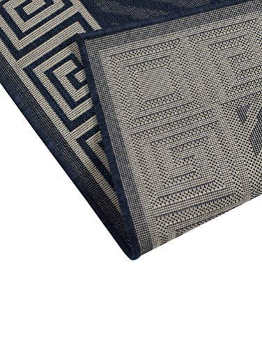 Outdoor Collection Geometric Area Rug - UV Safe Rug, Black, 5'3"x7'6"