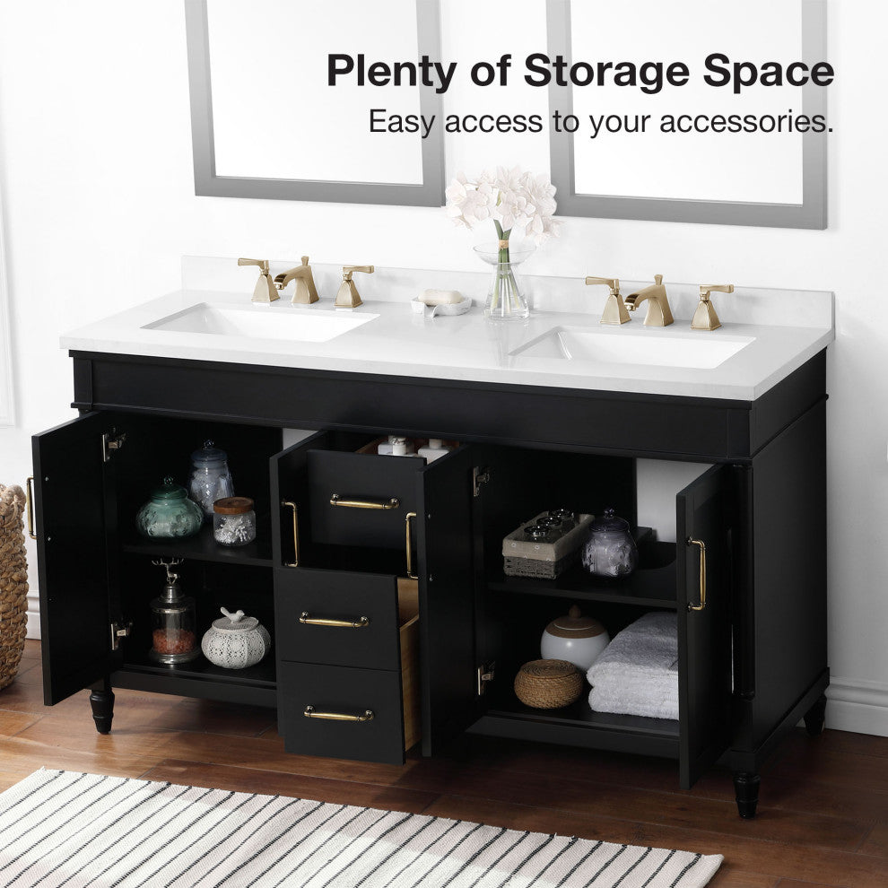 OVE Decors Salisbury Bathroom Vanity, Black, 60 in