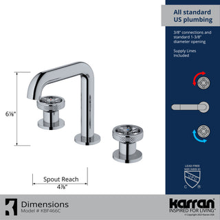 Karran 2-Handle 3-Hole Widespread Faucet With Pop-up Drain, Chrome