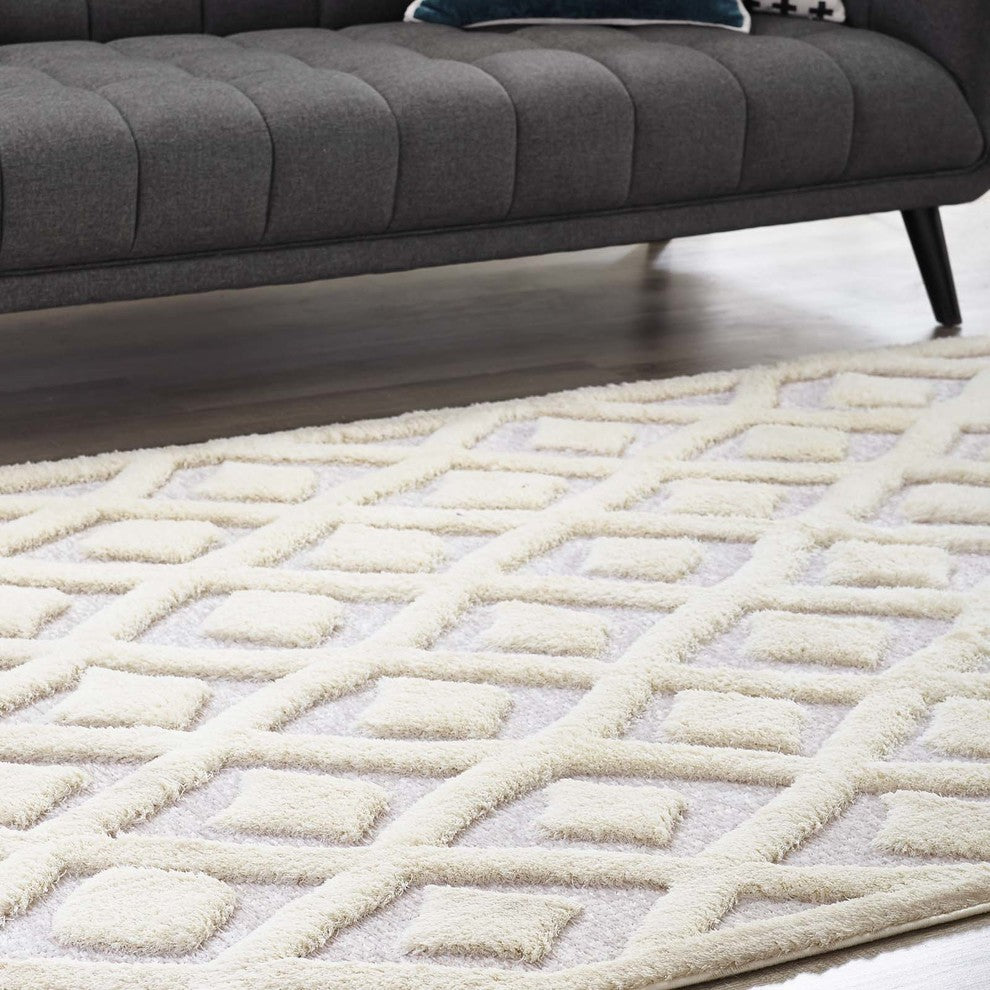 Morsel Abstract Diamond Lattice 5x8 Shag Area Rug