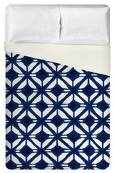 Navy Watercolor Diamond Queen/Full Brushed Poly Duvet