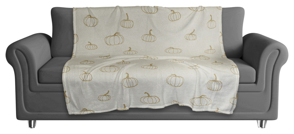 Mustard Yellow Mini Pumpkin Pattern 50x60 Coral Fleece Blanket