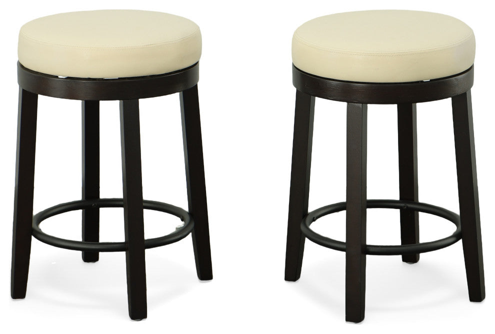 Era Swivel 24" Counter Stool, Cream and Espresso