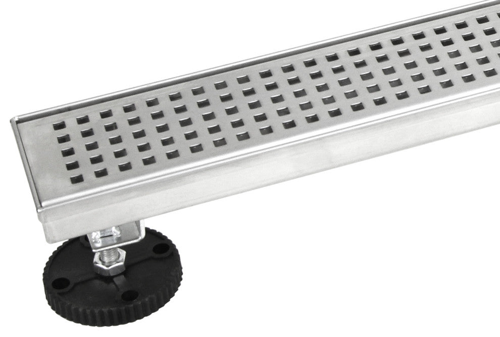 Shower Linear Drain 18" Square Checker Pattern Grate