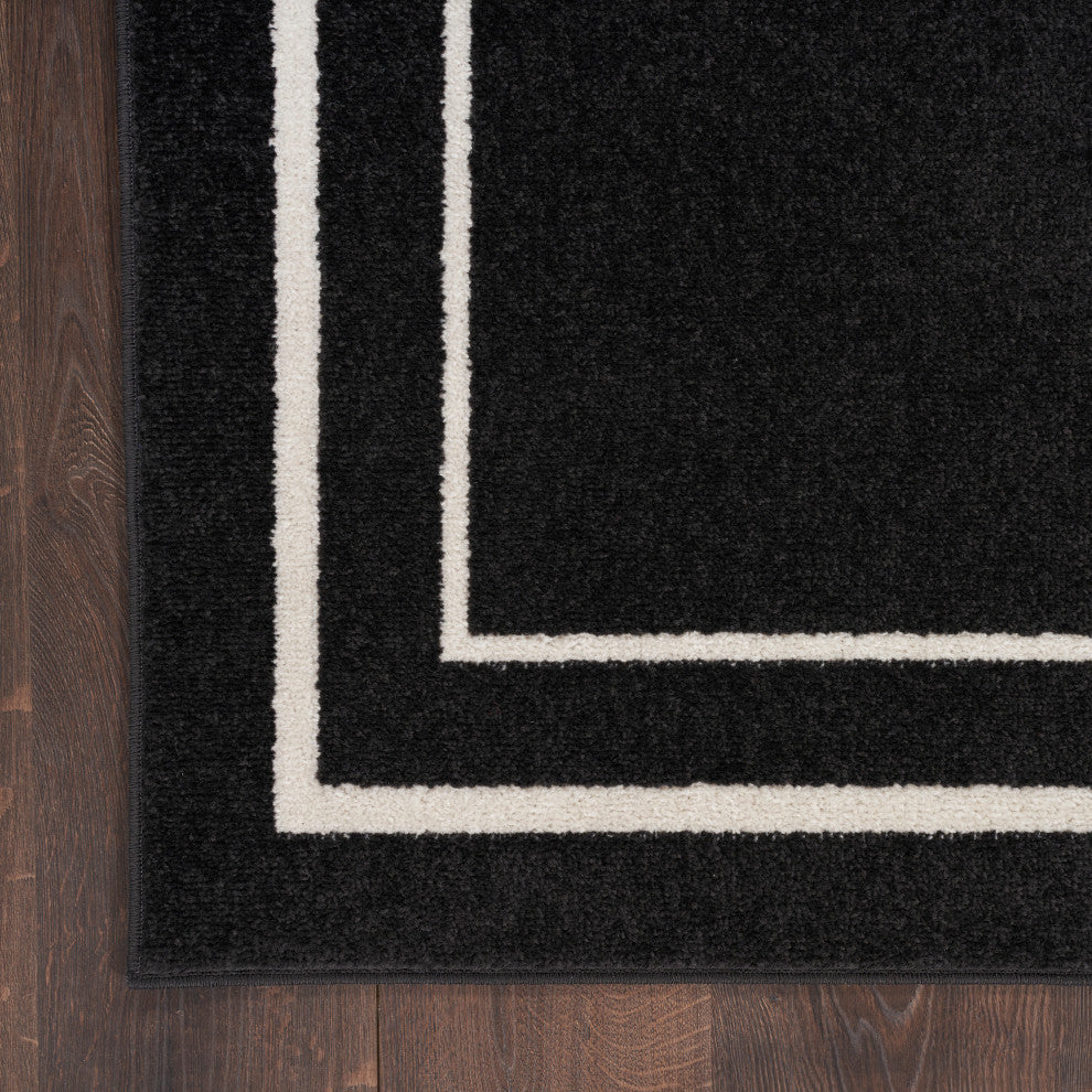 Nourison Essentials 2' x 4' Black Ivory Contemporary Area Rug