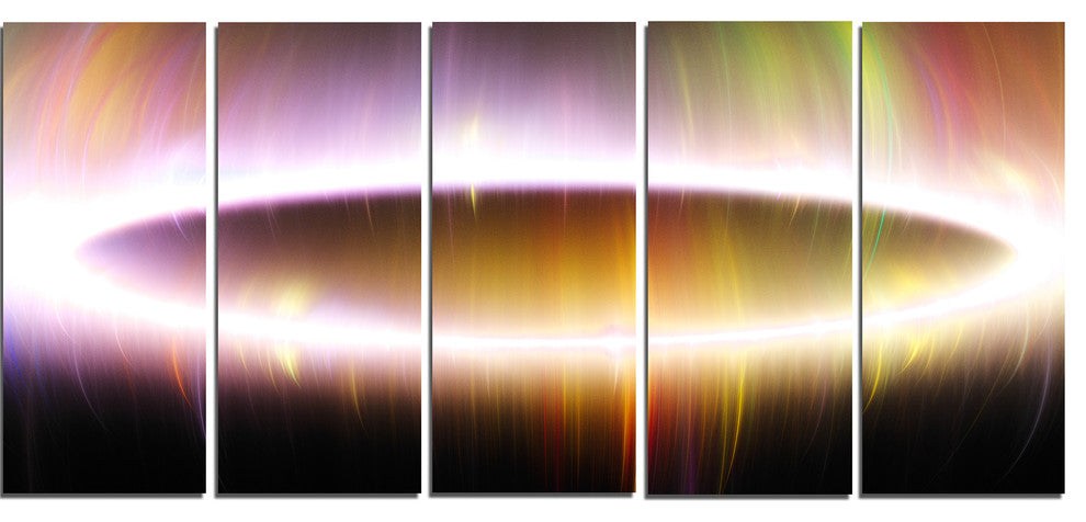 Large Oval of Northern Lights, Abstract Art on Canvas, 60"x28", 5 Panels