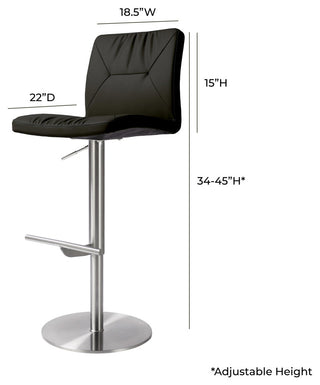 Paddy Black Vegan Leather on Silver Adjustable Stool
