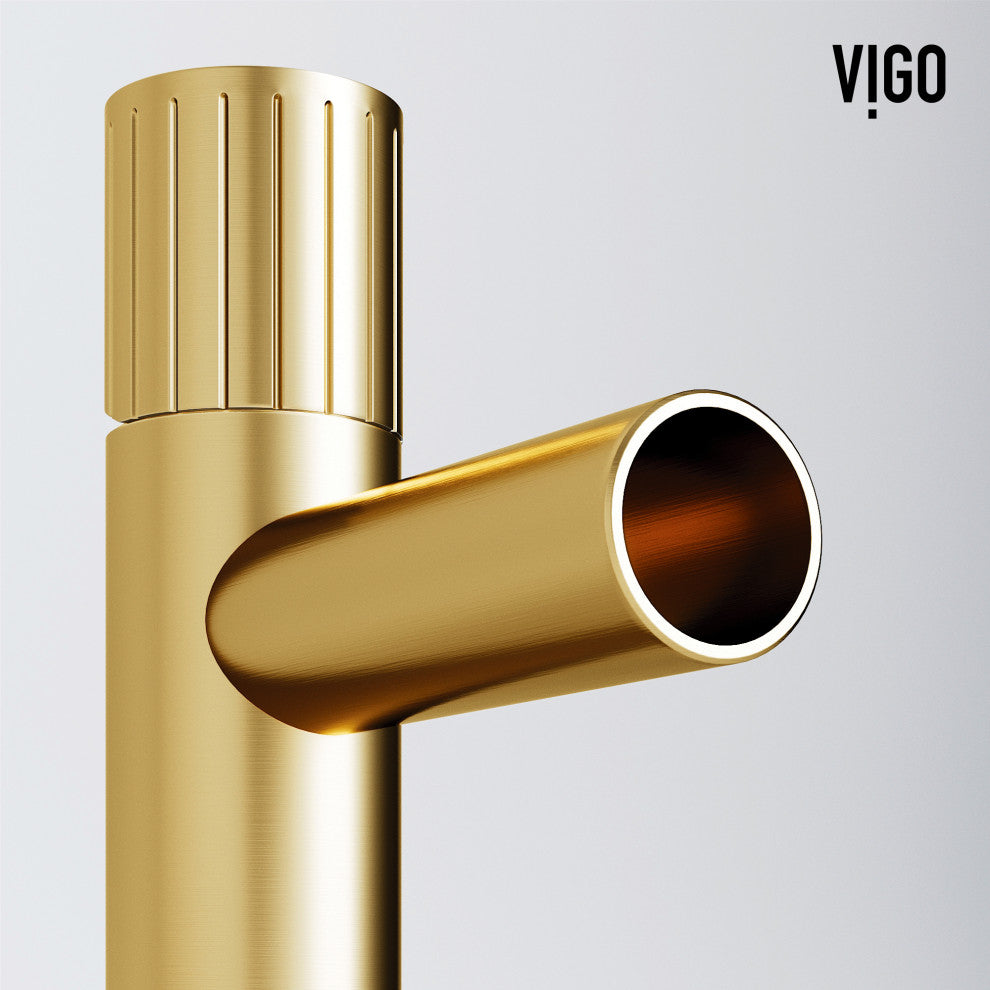VIGO Ashford 8" H Single Handle Single Hole Bathroom Faucet, Matte Brushed Gold, Without Extras