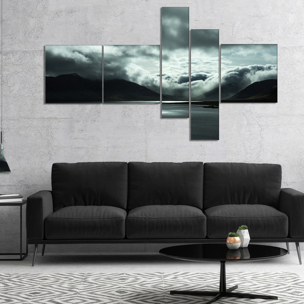 Stormy Iceland in the Summer, Seashore Canvas Art Print, 60"x32", 5 panels