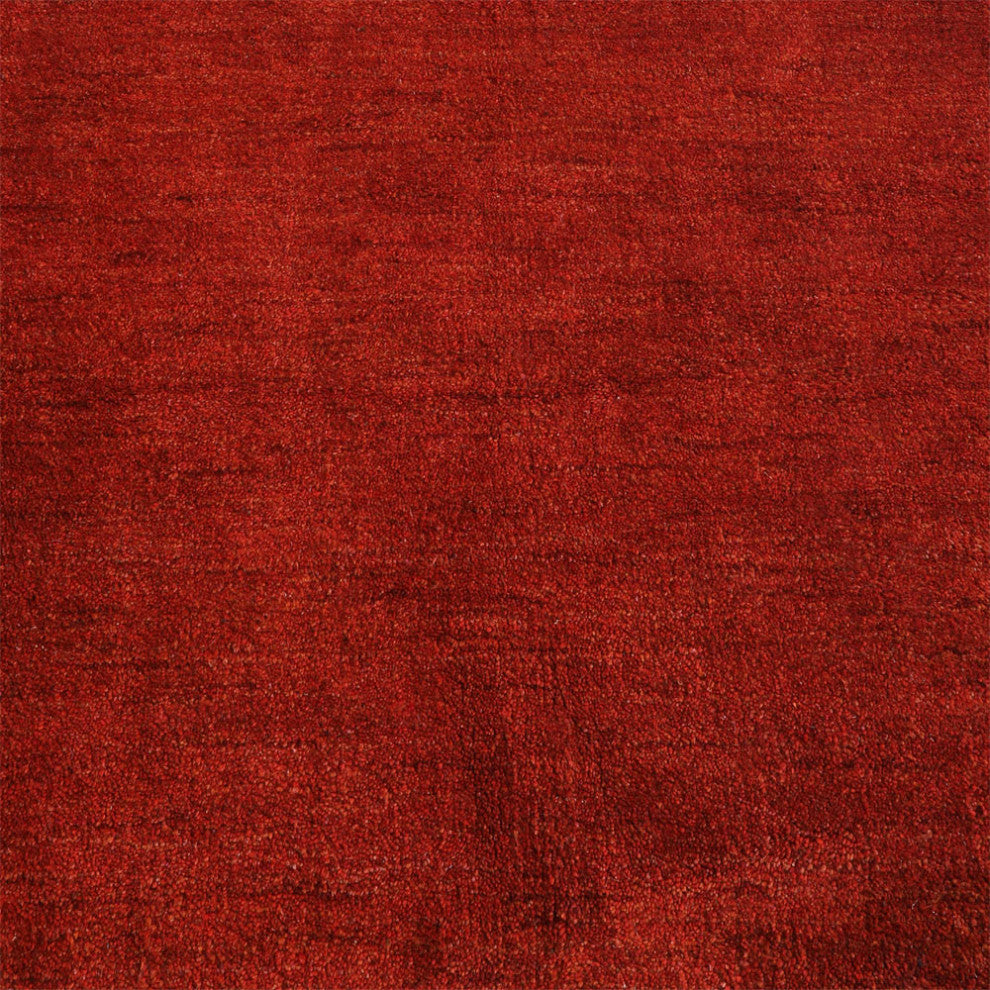 Hand Knotted Loom Silk Area Rug Solid Light Red