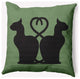 18" x 18" Conniving Cats Indoor/Outdoor Polyester Throw Pillow, Sage