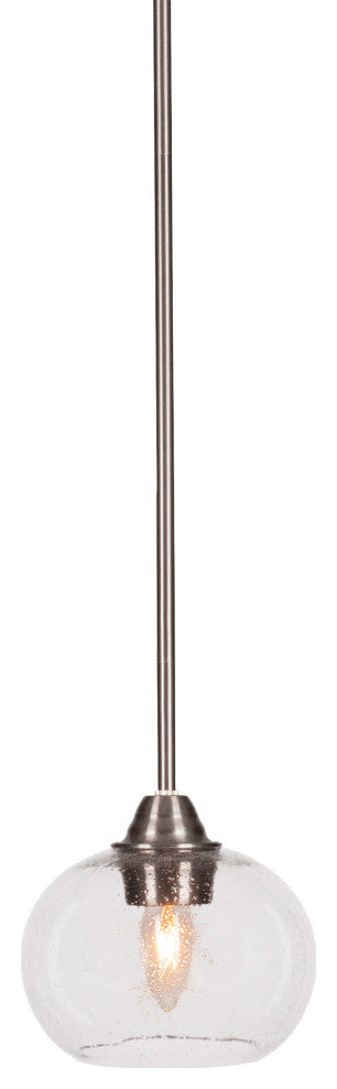 Paramount 1-Light Mini Pendant, Brushed Nickel, 7" Clear Bubble Glass